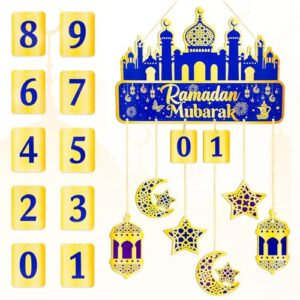 Hanging Ramadan Advent Calendar 30 Days Til Eid Ramadan Mubarak Countdown Calendars DIY Wall Door Islamic Decoration for Home