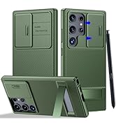 Vizvera for Samsung Galaxy S24 Ultra Case with [Kickstand] [Sliding Camera Cover] Military Drop P...