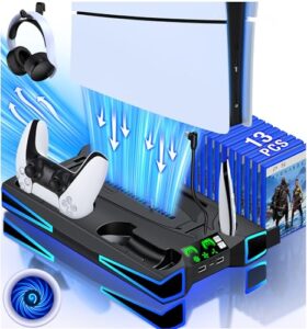 Cool RGB LED PS5 Stand and PS5 Cooling Station with Dual Controller Charging