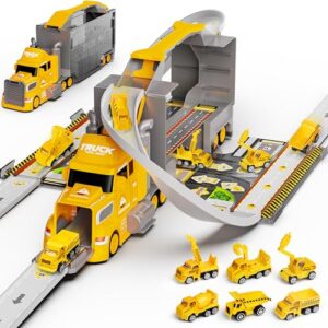 Hot Bee Transport Truck Toys Cars for Boys Toy for Kid with Construction Toys for Boy Car Toys for Toddler Carrier Vehicle Toys for Age 2 3 4 5 6 7 Year Old Boys Girls Birthday Gifts for Age 2-5