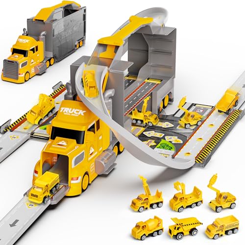 Hot Bee Transport Truck Toys Cars for Boys Toy for Kid with Construction Toys for Boy Car Toys for Toddler Carrier Vehicle Toys for Age 2 3 4 5 6 7 Year Old Boys Girls Birthday Gifts for Age 2-5