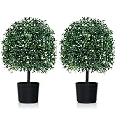 COSTWAY 4 Pack Artificial Plants, Fake Heart Shape/Pine Cone Topiary Trees with Flower Pots, Faux...