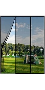 Magnetic Fly Screen Door 170(43-84-43) x190cm Magnetic Door Curtain for Double Doors, Anti Mosqui...