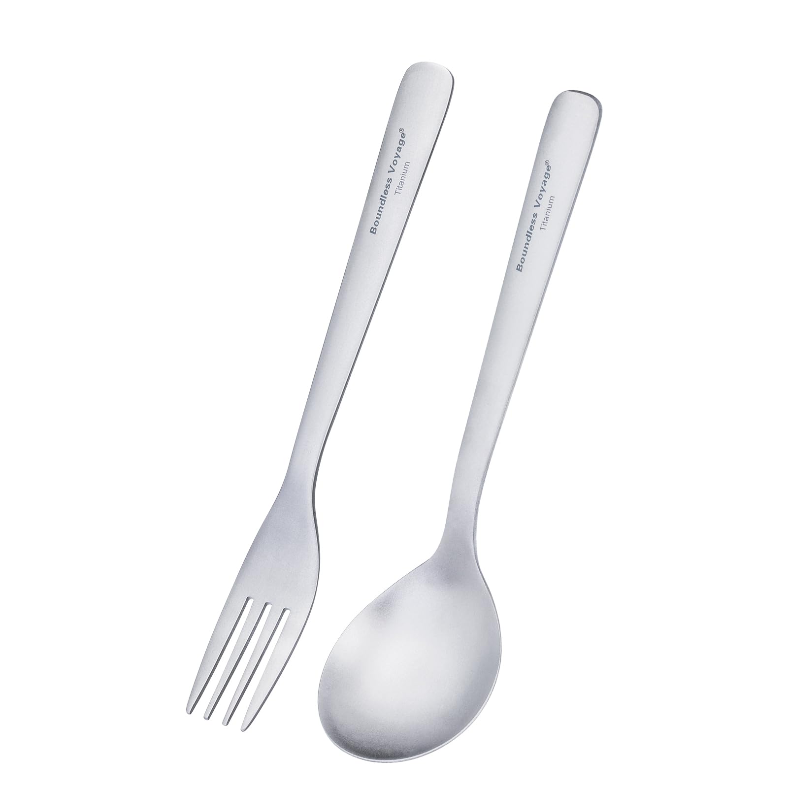 iBasingo Titanium Utensils Long Handle Spoon Fork Set Outdoor Camping Cutlery Ultralight Reusable Travel Metal Durable Tableware Ti1070T