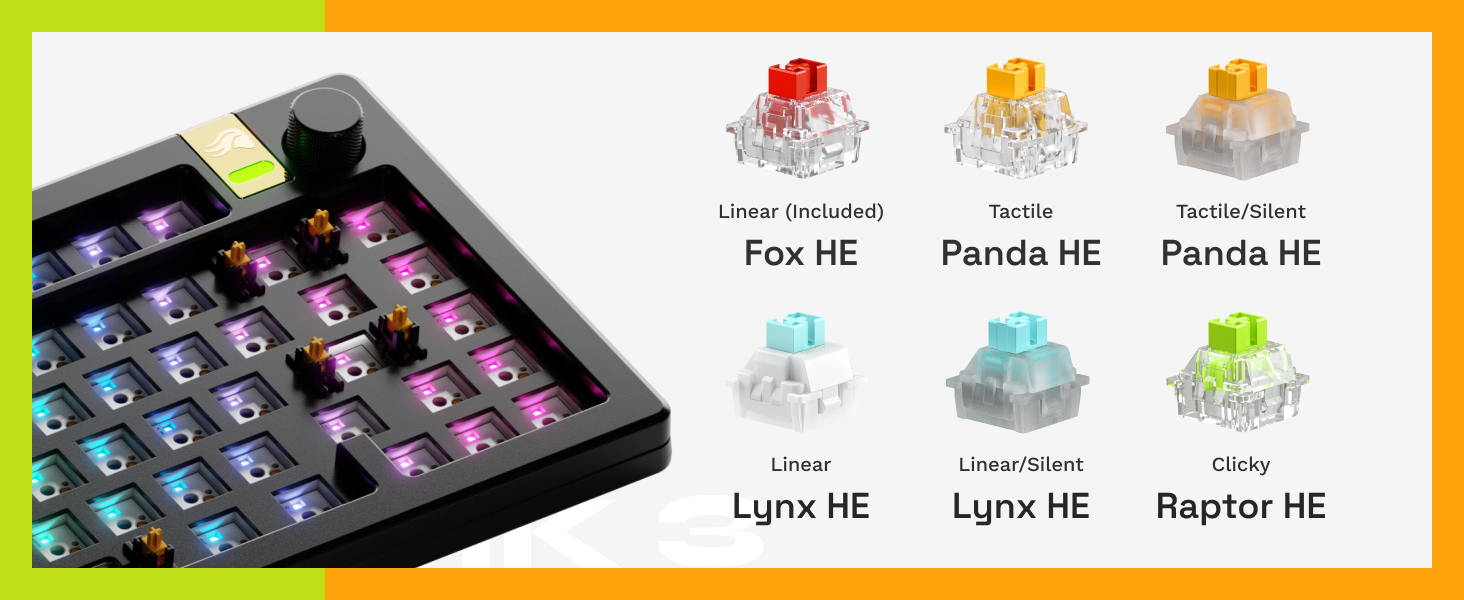 Glorious GMMK 3 Custom Mechanical Gaming Keyboard, Doubleshot PBT Keycaps, Hotswap Switches