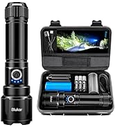 Blukar LED Torch Rechargeable, [2 Pack] 2000L Super Bright Adjustable Focus Flashlight, 4 Lightin...