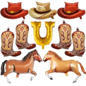 Cowboy Theme Party Supplies Balloons - 10Pcs Western Cowboy Hats Decorations Set