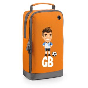Football Boot Bags for Boys with Free Kit and Initials – Durable and Personalized Sports Bag - Mens Brunette2 Orange