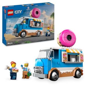 LEGO City Donut Truck Toy with 2 Minifigures - Creative Building Toys for 5+ Year Old Boys & Girls - Mobile Food Stand with Accessories - Fun Gift Ideas for Birthdays & Holidays - 60452