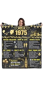 50th Birthday Gifts for Women Men, 60×50 Inch 50th Wedding Anniversary Golden Soft Flannel Blanke...