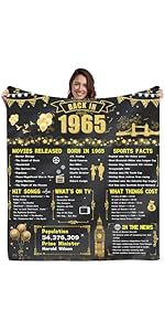 60th Birthday Gifts for Women Men, 60×50 Inch 60th Wedding Anniversary Golden Soft Flannel Blanke...