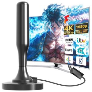 2025 Highest TV Aerial - Indoor TV Aerial for Smart TV with Signal Booster High Gain Freeview 420 miles+ TV Strong Signal Antenna- TV 4K 1080P HDTV & VHF/UHF/DAB Radio and Portable All Compatible