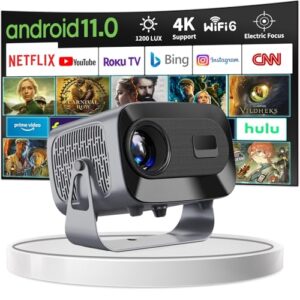 [Android TV&Auto Keystone]Portable Video Projector HD 4K Supported with WiFi 6 and BT 5.2