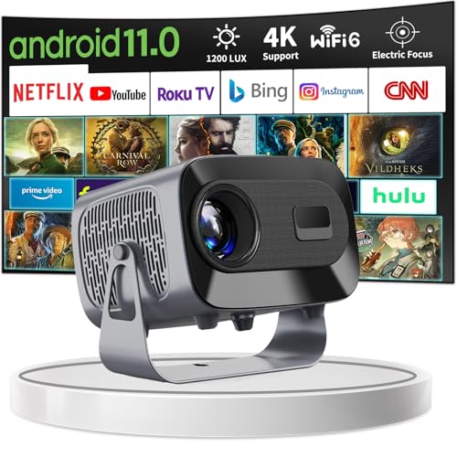 [Android TV&Auto Keystone]Portable Video Projector HD 4K Supported with WiFi 6 and BT 5.2