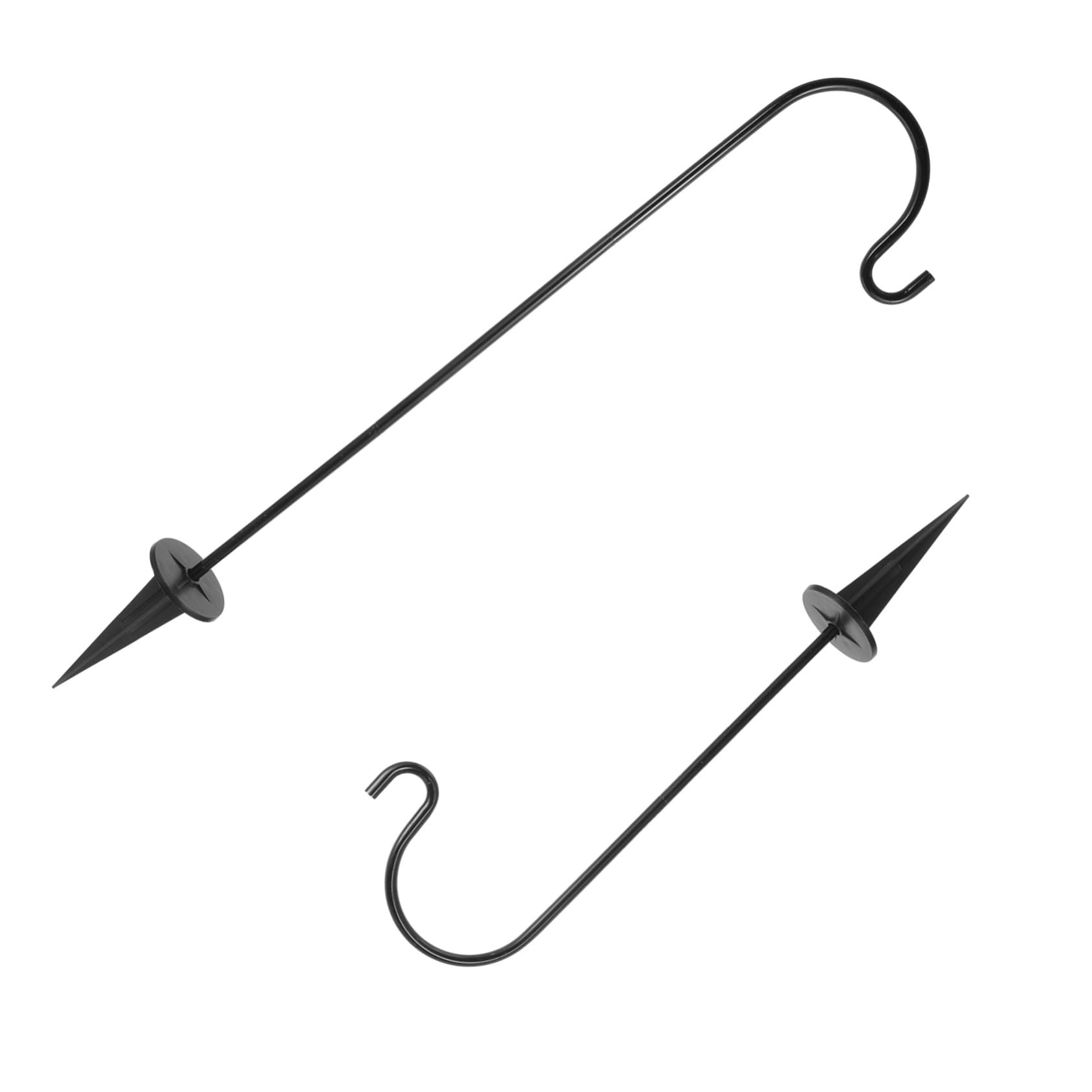 TINEASUR 2 Pcs Iron Floor Plug Garden Shepherd Hook Garden Shepherds Hook Small Outdoor Plant Pot Hooks for Outdoor Hooks for Hanging Heavy Duty Dog Shepherd Hooks Lawn Stakes Poles Black