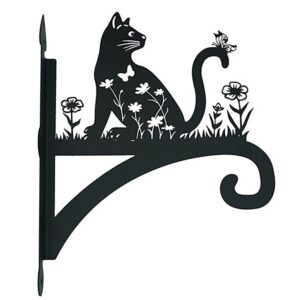 LYEAA Silhouette Plant Hook Iron Hanging Basket Hook Multifunctional Decorative Hanging Bracket for Lanterns Wind Chimes (Cat)