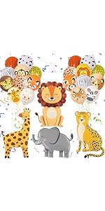 Jungle Party Decorations - 24pcs Animal Print Balloons, Safari Balloons with Lion, leopard, Giraf...