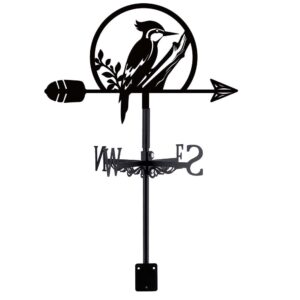 SUPERDANT Woodpecker Weather Vane Bird Weathervane Animal Metal Weathervanes Black Wind Vanes Wind Direction Indicators for Garden Roof Sheds Farmhouse Yard Outdoor Decoratio