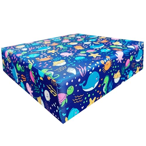 Toddler Booster Seat Cushion with Adjustable Straps and Washable Removable Cover Portable Dining Chair Pad for Kids and Baby - Travel-Friendly Seat Pads for Table Height Increasing [Sea Life]