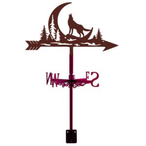SUPERDANT Wolf Moon Weather Vane Vintage Metal Weathervane Forest Wolf Garden Art Decor Wind Vanes Roof Wind Direction for Yard Outdoor Farm Barn Sheds Patio Decoratio