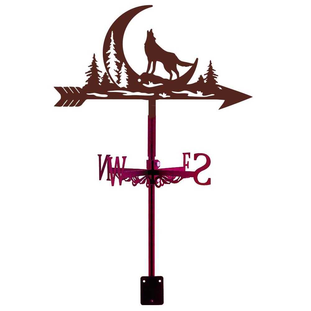 SUPERDANT Wolf Moon Weather Vane Vintage Metal Weathervane Forest Wolf Garden Art Decor Wind Vanes Roof Wind Direction for Yard Outdoor Farm Barn Sheds Patio Decoratio