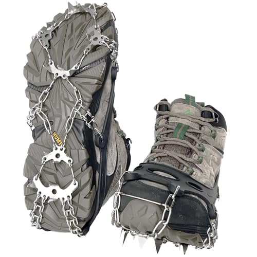 EWENYS Crampons Ice Cleats Traction Snow Grips for Hiking Boots Shoes