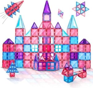 TRABONNLY Magnetic Tiles Magnetic Building Blocks Toys for 3 4 5 6 7 Year Old Girls Boys 3D STEM Educational Princess Castle Magnetic Tiles for Kids Age 3+ Christmas Birthday Gifts 30pcs