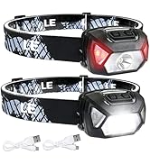 Lepro Head Torch Rechargeable, 2 in 1 Detachable Lightweight Headlamp with IP65 Waterproof, 180° ...