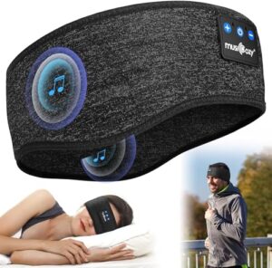 MUSICOZY Sleep Headphones Headband Bluetooth Soft Headphones for Sleeping & Sport with Thin Speakers