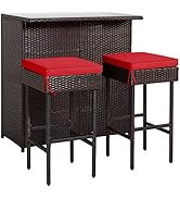 RELAX4LIFE Outdoor Dining Set, Garden Dining Table and Swivel Chairs Set with Cushions, Patio Fur...