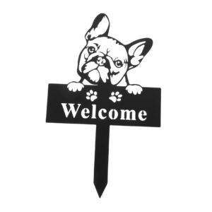 TINEASUR Metal Dog Yard Sign Decorative Garden Stake Welcome Dog Ornament for Outdoor Lawn Decor for Garden Backyard and Fence Decoratio