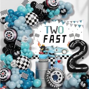 Two Fast 2 Fast 2nd Birthday Part Decorations Kit for Boys Girls With Backdrop