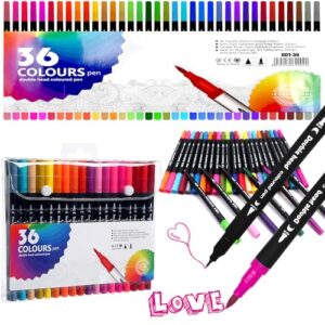 Dual Felt Tip Pens for Adults and Kids 36 Colours
