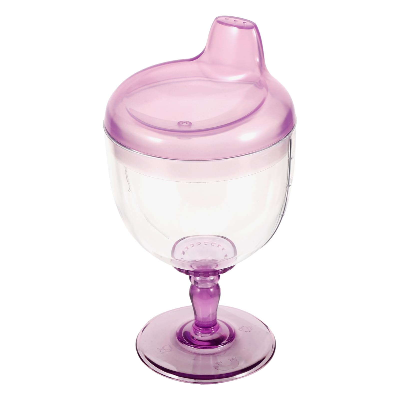 Garneck Goblet Cup - 180ml Plastic Wine Glass Style Cup with Lid - No Spill Trainer Cup for Ideal for Birthday Parties Purple