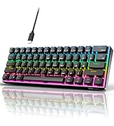 RK ROYAL KLUDGE RK61 Wired 60% Mechanical Gaming Keyboard RGB Backlit Ultra-Compact Hot-Swappable...