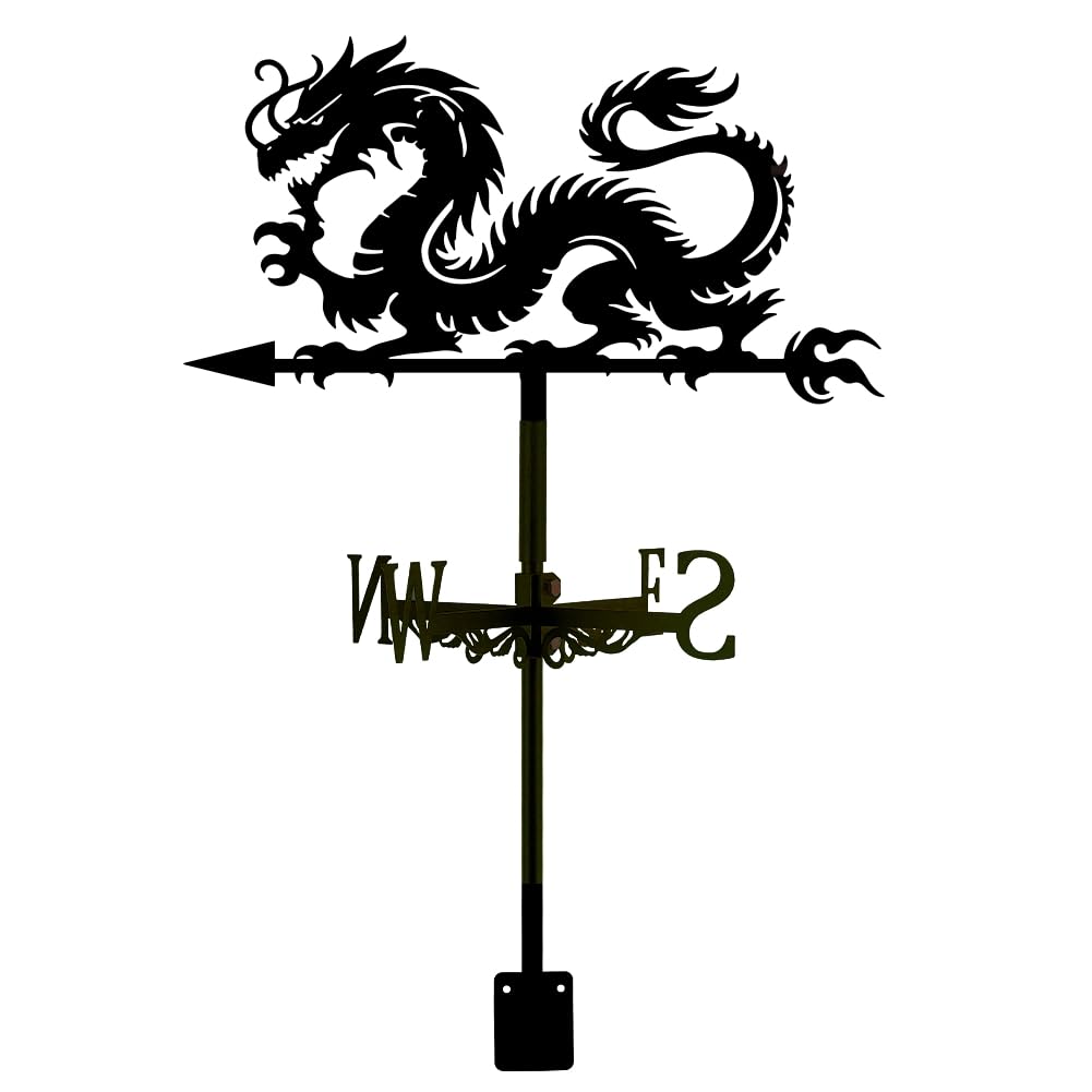 SUPERDANT Dragon Weather Vane for Roof Mount Metal Weathervane Wind Vanes for Outside Roof Decor Black Wind Decorative Signs for Farmhouse Yard Farm Barn Sheds Garden Patio Decoratio