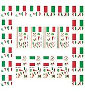AhfuLife 24 Sheets Euro Football Italy Flag Tattoos - Temporary Tattoo Transfer Stickers for Olym...