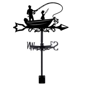 SUPERDANT Weathervane Boat Fishing Wind Vane Weathercock Fishing Metal Weather Vane for Garden Farmhouse Decorative Outdoor Wind Measuring Tool Wind Direction Indicator for Yard Barn Sheds