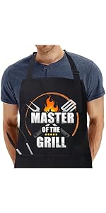 umboom Apron for Men, Dad's Gift Black Apron, Adjustable Chef Apron with 2 Pockets, Personalised ...