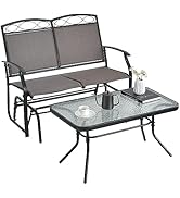 CASART Rocking Chair Set, Single Garden Rocker Furniture Set with Cushion & Table, Indoor Outdoor...