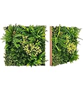 COSTWAY 2PCS Artificial Plants Wall Panels, 50 x 50cm 3D Hanging Greenery Hedge Grass Backdrop wi...