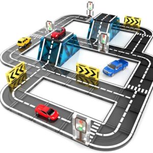 Haphiz Magnetic Tiles Road with Car for Kids 3 4 5 6 7 8 Years Magnetic Building Blocks