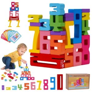Jobfun Montessori Wooden Math Numbers Blocks