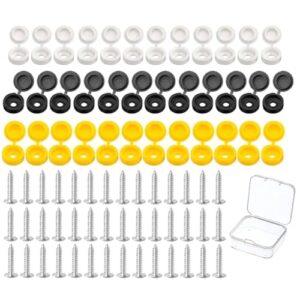 48 Pcs 304 Stainless Steel Car Number Plate Screws and Caps - Includes 24 Self-Tapping Screws - License Plate Fixing Kit for Car Registration Plates - Number Plate Fixings - License Plate Screws