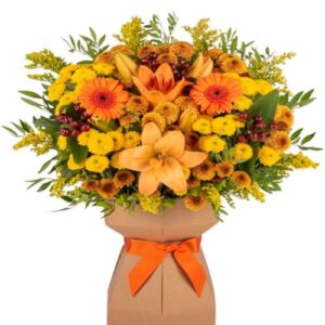 Autumn Harvest Fresh Flower Bouquet Delivered in Presentation Vase | Orange Lily