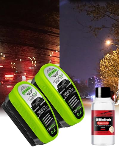 [UPGRADED] 2 Pack 150ml Automotive Oil Film Cleaning Brush with 50ml Refill Liquid