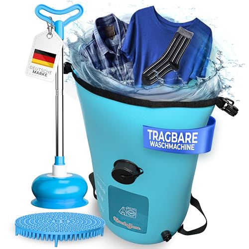Portable Washing Machine Without Electricity - Foldable Wash Bag Plunger Washboard Set