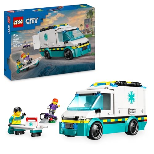 LEGO City Emergency Ambulance Toy with 2 Minifigures - Educational Learning Toys for 5+ Year Old Boys & Girls - Gift Ideas for Birthdays & Holidays - 60451