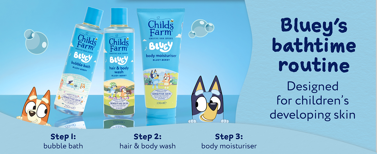 3 step: Bubble bath, hair & body wash, body moisturiser)
