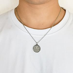 Men's Steel St Christopher Necklace